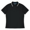 CBWM: Custom Men's Polo Striped Collar Shirt Printing & Embroidery – PORTSEA Black White -Front