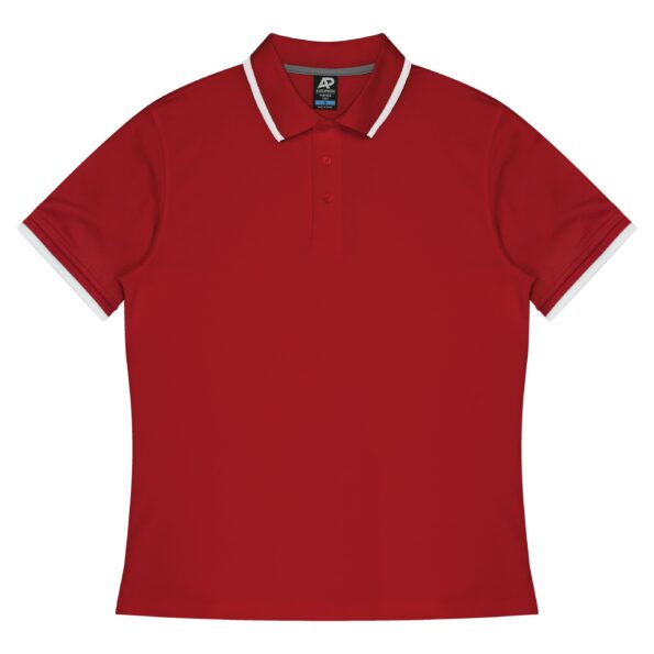 CBWM: Custom Men's Polo Striped Collar Shirt Printing & Embroidery – PORTSEA Red White -Front