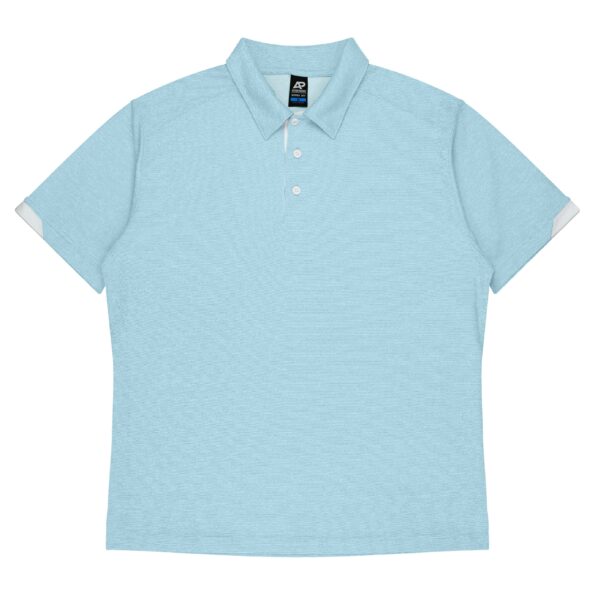 CBWM: Custom Men's Polo Shirt Printing & Embroidery – Light Blue White -Front