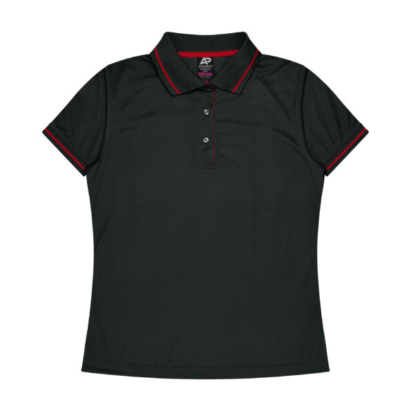 CBWM: Polo Shirt - Cottesloe Black-Red Front for UV Printing and Embroidery designs