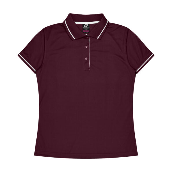 CBWM: Polo Shirt - Cottesloe Maroon-White Front for UV Printing and Embroidery designs