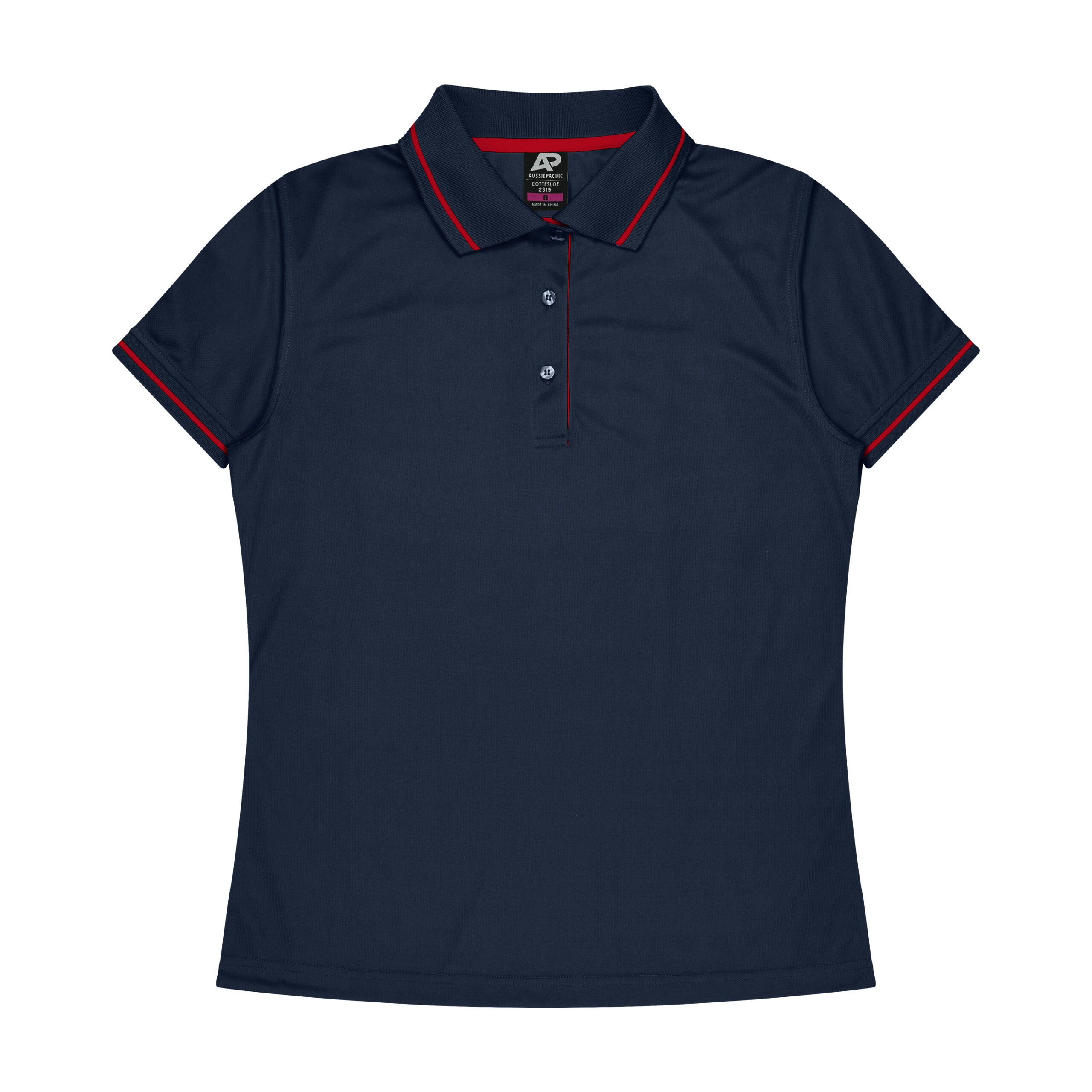 CBWM: Polo Shirt - Cottesloe Navy-Red Front for UV Printing and Embroidery designs