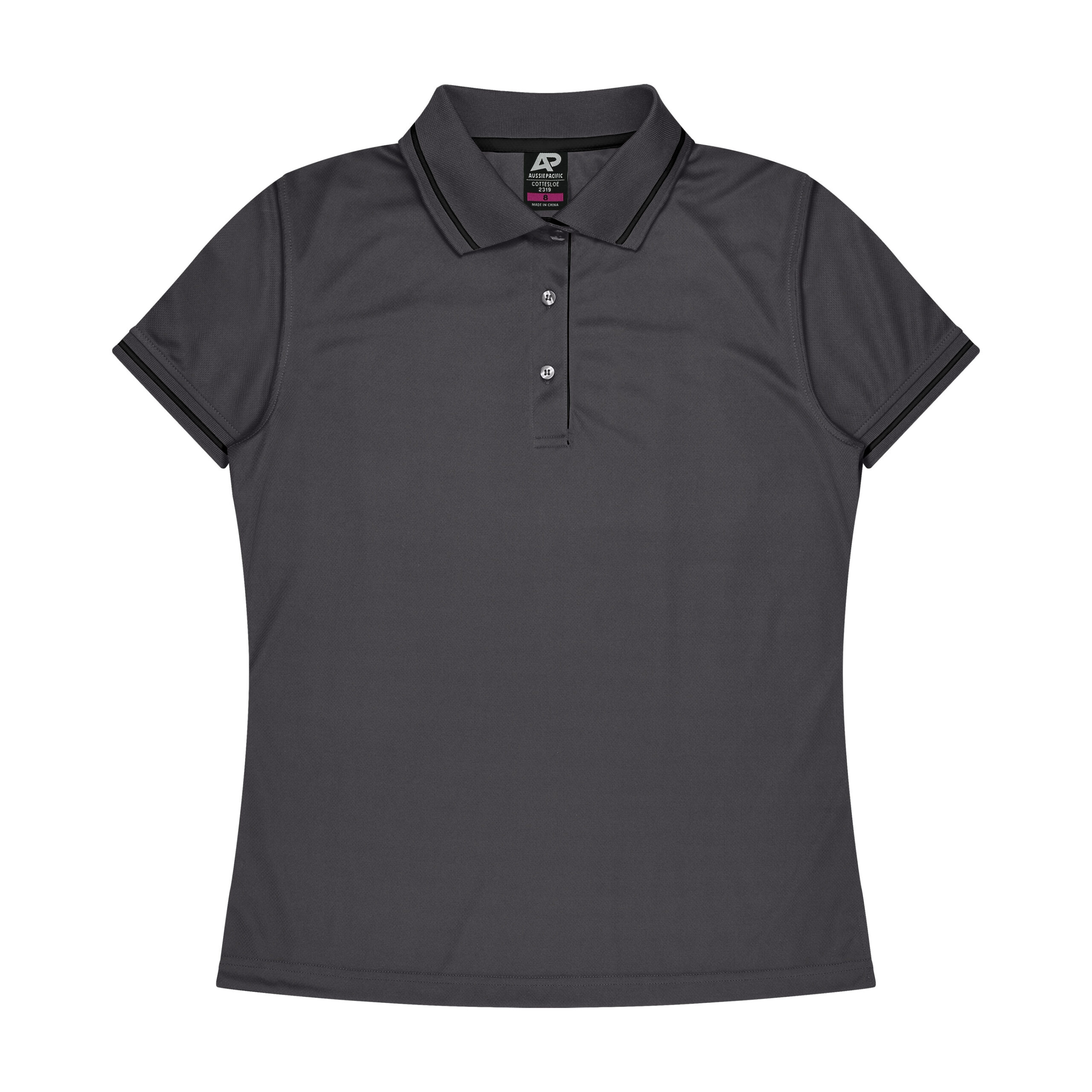 CBWM: Polo Shirt - Cottesloe Slate-Black Front for UV Printing and Embroidery designs