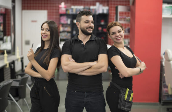 Employees wearing their Corporate custom shirts