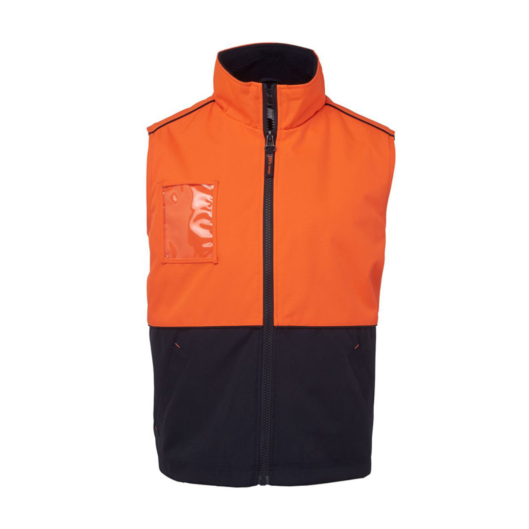 Men's Hi Vis Softshell Vest product sample for logo embroidery service near me