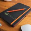 Planner Notebook and ballpen with logo in heat transfer vinyl & UV print