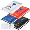 Softcover notebook with a vivid jellyfish embroidery and heat transfer vinyl printing