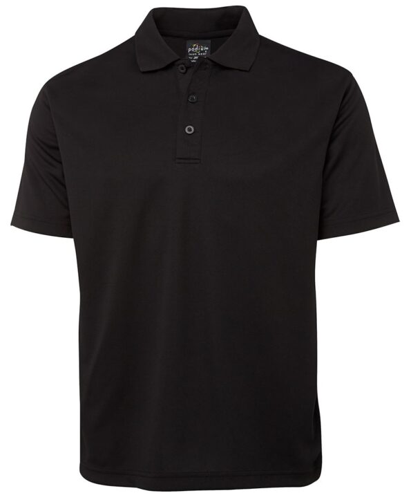 Podium S/S Poly Polo - Black- sample product for embroidery patches for t shirts in Perth