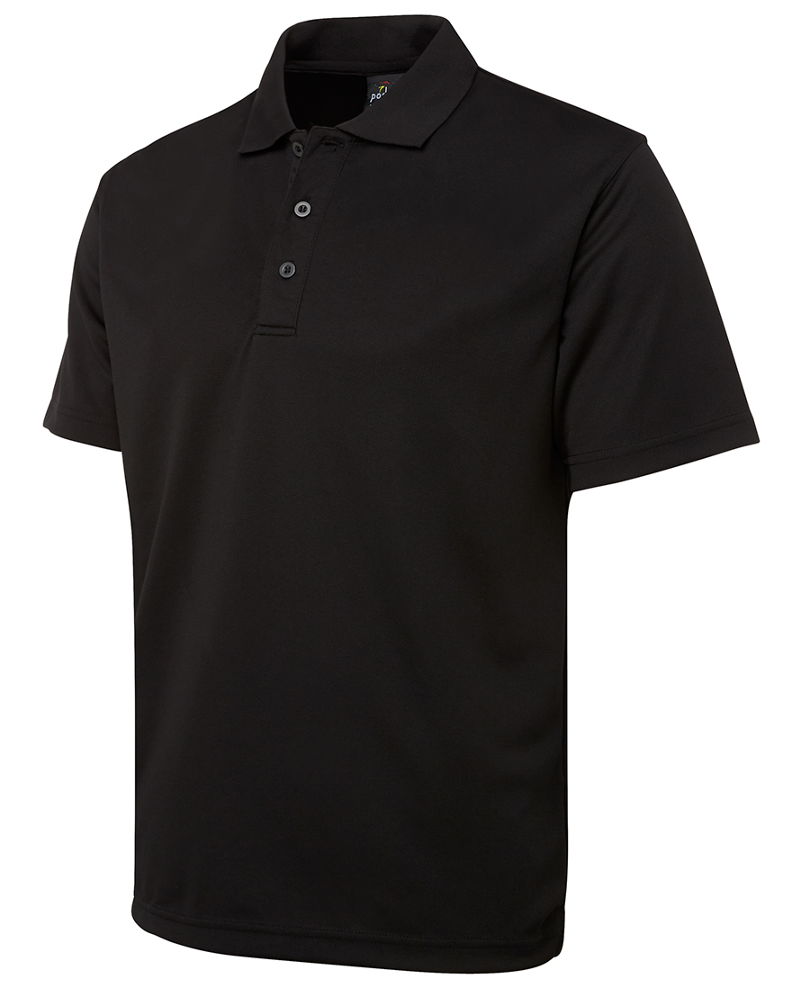 Podium S/S Poly Polo - Black- sample product for embroidery patches for t shirts in Perth