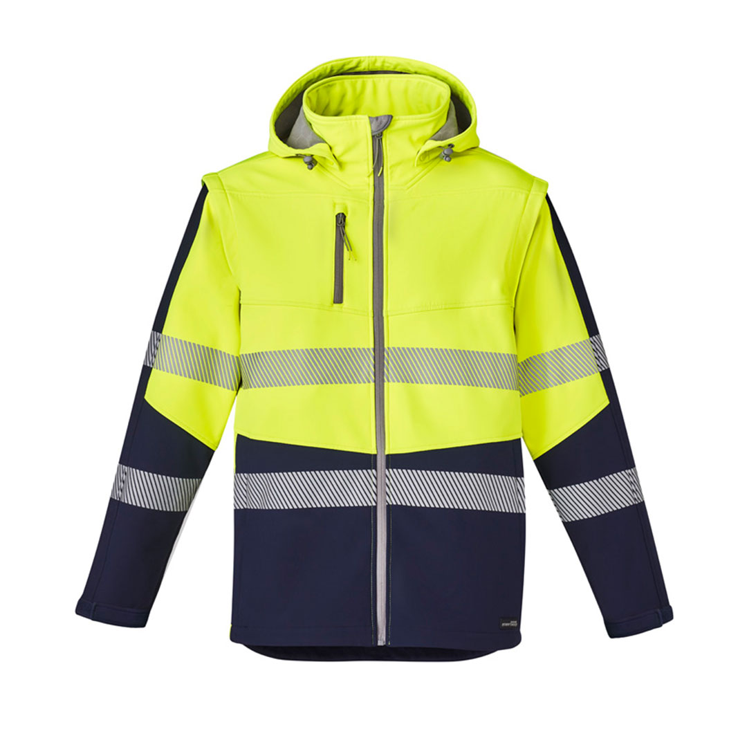 ZJ453_Yellow_Navy_Syzmik Womens Streetworx 2 In 1 Stretch Softshell Jacket Fr