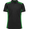 P413US_Product_Black_Green_Biz Collection Unisex Grid Short Sleeve Polo