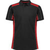 P413US_Product_Black_Red_Biz Collection Unisex Grid Short Sleeve Polo