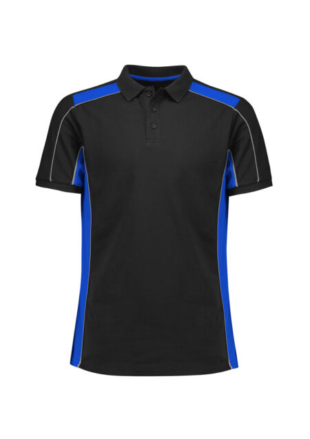 P413US_Product_Black_Royal_Biz Collection Unisex Grid Short Sleeve Polo