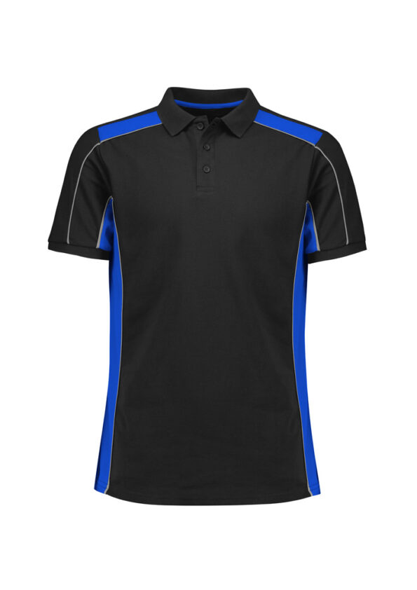 P413US_Product_Black_Royal_Biz Collection Unisex Grid Short Sleeve Polo
