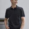 P413US_Talent_Black_Grey_03_Biz Collection Unisex Grid Short Sleeve Polo