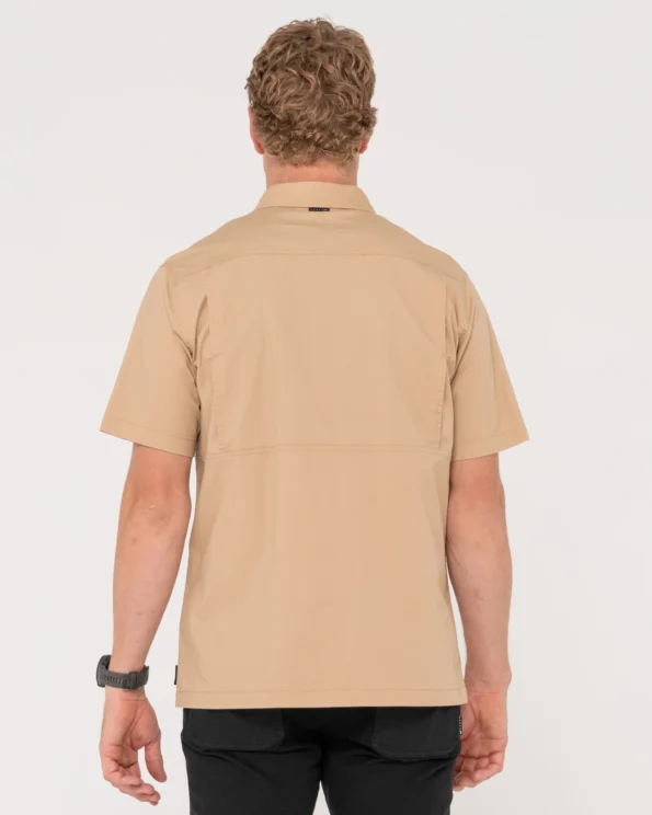 T21-WSM1058-KHAKI Rusty Pressure Short Sleeve Shirt Back