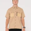 T21-WSM1058-KHAKI Rusty Pressure Short Sleeve Shirt Front