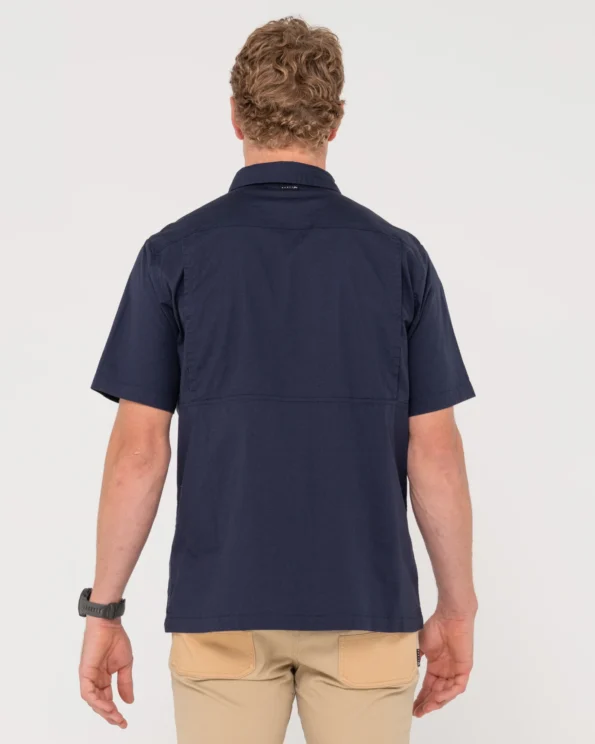 T21-WSM1058-Rusty Pressure Short Sleeve Shirt Navy Blue Back