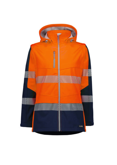ZJ753_Product_Orange_Navy_Syzmik Womens Streetworx 2 In 1 Stretch Softshell Jacket FR
