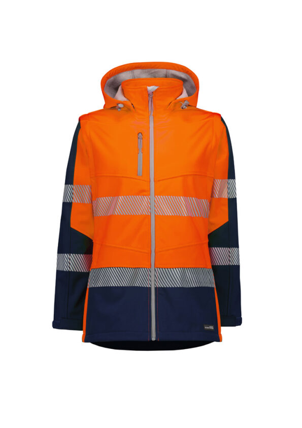 ZJ753_Product_Orange_Navy_Syzmik Womens Streetworx 2 In 1 Stretch Softshell Jacket FR
