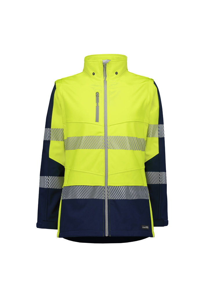 ZJ753_Yellow_Navy_Syzmik Womens Streetworx 2 In 1 Stretch Softshell Jacket ZJ753_Yellow_Navy_Syzmik