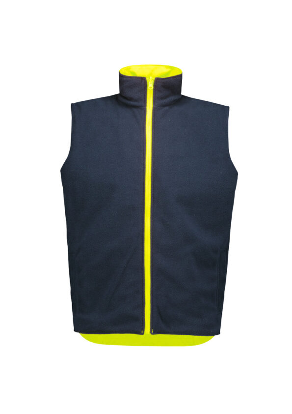 ZV228_Product_Yellow_Syzmik Unisex Hi Vis Waterproof Reversible Vest Rev Fr