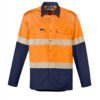 ZW229_Orange_Navy_Syzmik Mens Rugged Cooling Hi Vis Segmented Tape Long Sleeve Shirt Fr