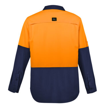 ZW468_Orange_Navy_Syzmik Mens Hi Vis Outdoor Long Sleeve Shirt Back ZW468_Orange_Navy_Syzmik Mens Hi Vis Outdoor Long Sleeve Shirt Back