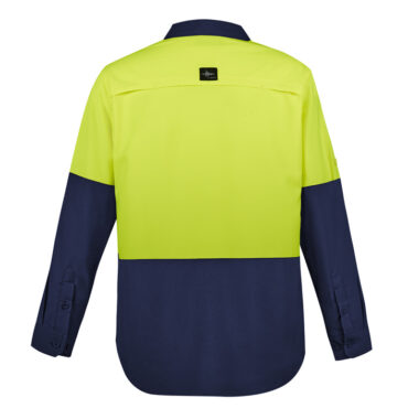 ZW468_Yellow_Navy_Syzmik Mens Hi Vis Outdoor Long Sleeve Shirt Back ZW468_Yellow_Navy_Syzmik Mens Hi Vis Outdoor Long Sleeve Shirt Back