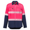 ZW470_Pink_Navy_Syzmik Mens Hi Vis Outdoor Segmented Tape Long Sleeve Shirt Front
