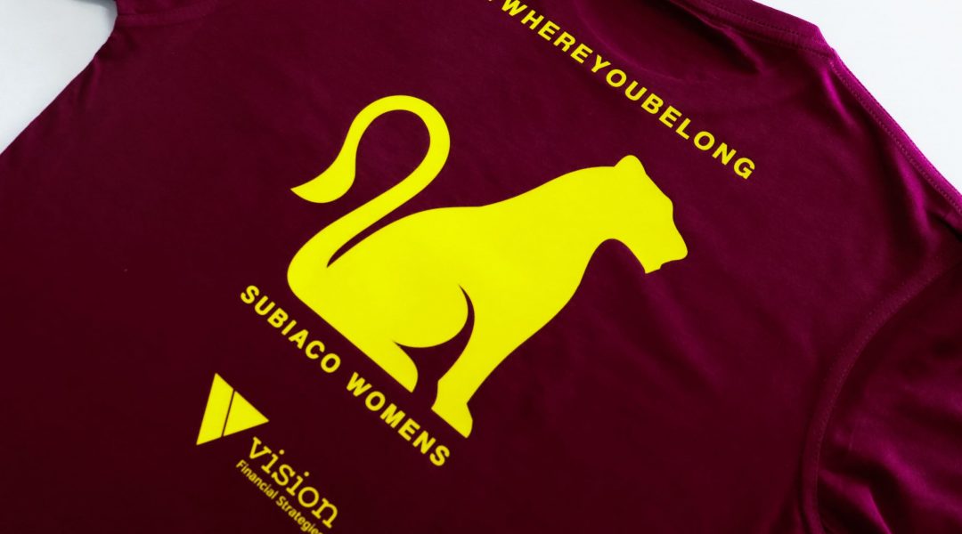 Custom Branded Workwear's heat transfer vinyl on shirt for Subiaco Women's logo