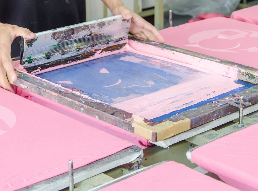 Screen Printing - Process on a Pink Shirt